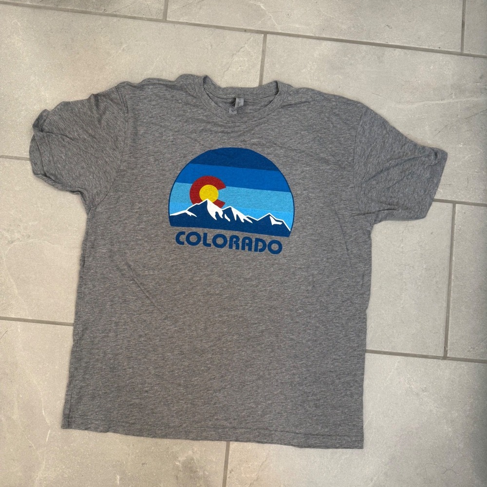 Askels Colorado Mountain Graphic T-Shirt Mens XL Heather Gray Short Sleeve